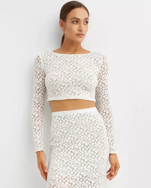 Ażurowy crop top w kropki