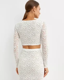 Ażurowy crop top w kropki