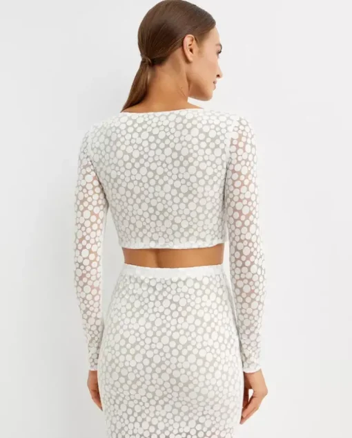 Ażurowy crop top w kropki