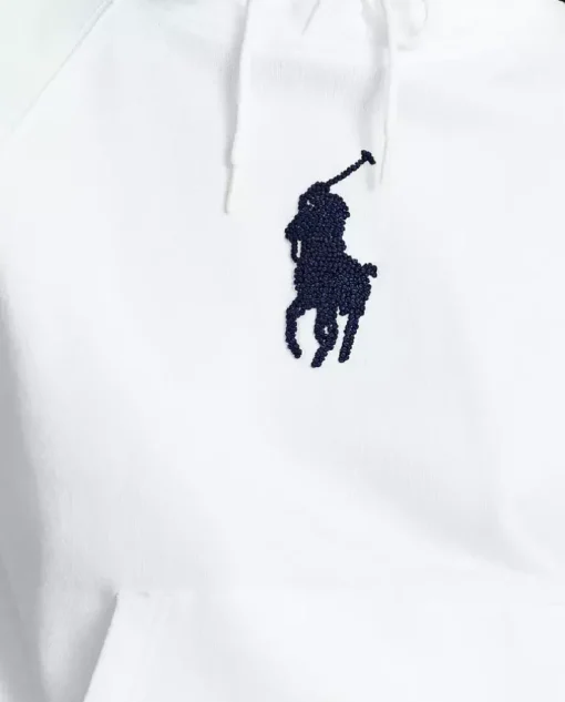 Bawełniana biała bluza z kapturem i logo