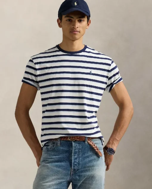 Bawełniana koszulka w paski Classic Fit