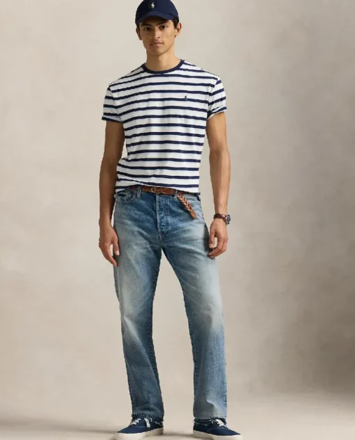 Bawełniana koszulka w paski Classic Fit
