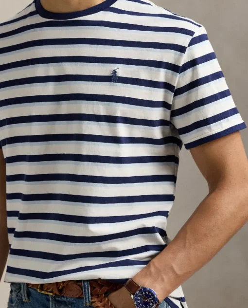 Bawełniana koszulka w paski Classic Fit