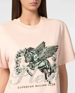 Bawełniany t-shirt ze zdobieniem Unicorn