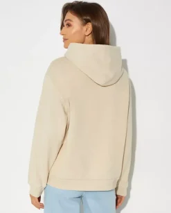 Beżowa bluza z kapturem i logo Ever