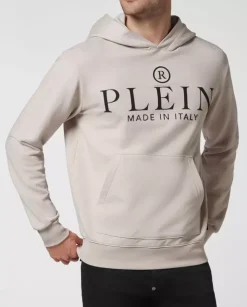 Beżowa bluza z kapturem z logo