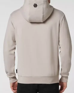 Beżowa bluza z kapturem z logo
