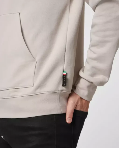 Beżowa bluza z kapturem z logo