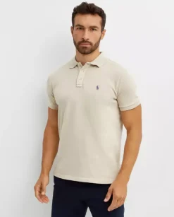 Beżowa koszulka polo Custom Slim Fit