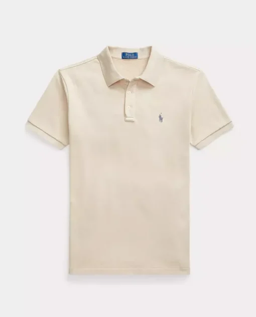 Beżowa koszulka polo Custom Slim Fit