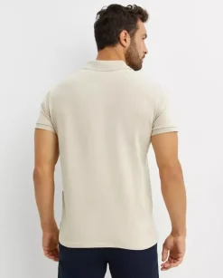 Beżowa koszulka polo Custom Slim Fit