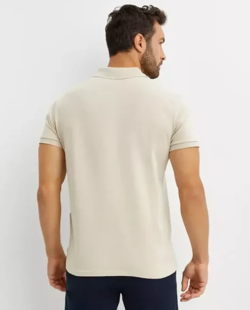 Beżowa koszulka polo Custom Slim Fit