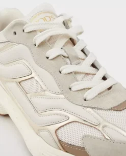 Beżowe skórzane sneakersy