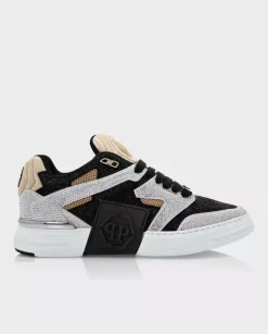 Beżowe sneakersy Lo-Top ozdobione kryształkami