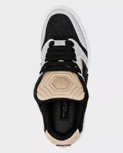 Beżowe sneakersy Lo-Top ozdobione kryształkami