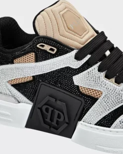 Beżowe sneakersy Lo-Top ozdobione kryształkami