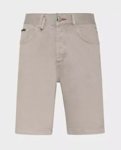 Beżowe spodenki jeansowe
