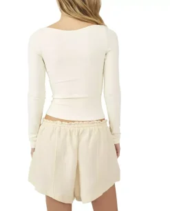 Beżowy longsleeve w prążki