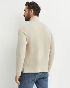 Beżowy sweter z suwakiem i logo