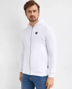Biała bluza z kapturem z logo