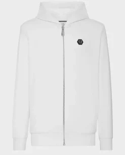 Biała bluza z kapturem z logo