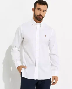 Biała koszula z logo Regular Fit