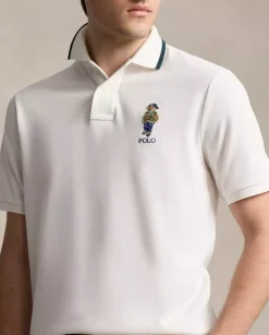 Biała koszulka polo z misiem