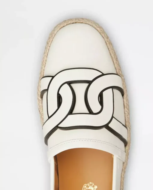 Białe skórzane espadryle Kate Slip-On