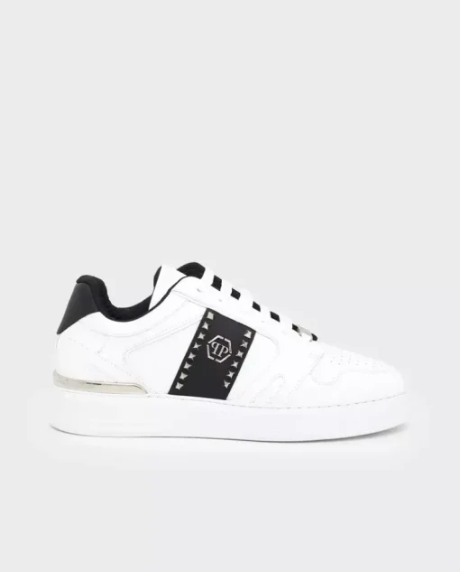 Białe skórzane sneakersy Lo-Top Studs