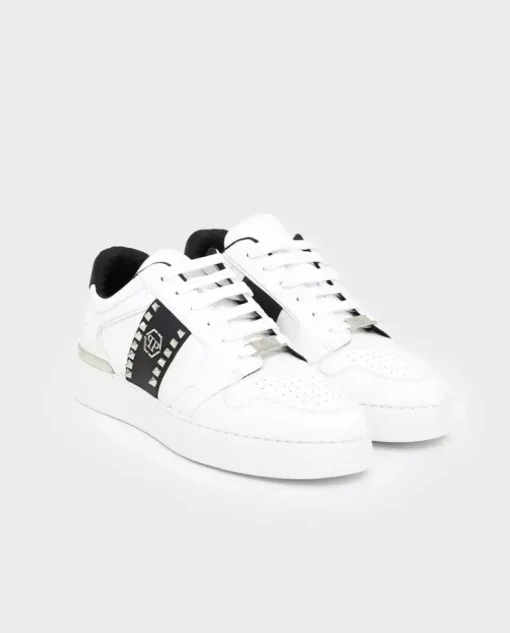 Białe skórzane sneakersy Lo-Top Studs