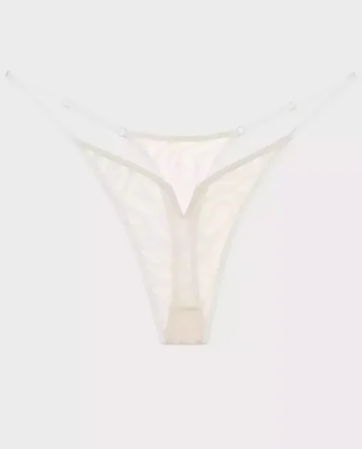 Białe stringi z welurowym printem Kylie