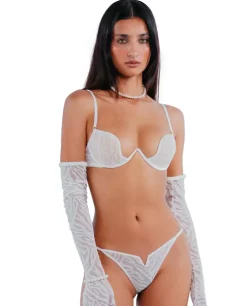 Białe stringi z welurowym printem Kylie
