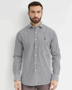 Biało-czarna koszula w paski Slim Fit