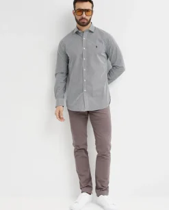 Biało-czarna koszula w paski Slim Fit