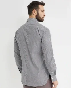Biało-czarna koszula w paski Slim Fit