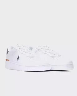 Biało-granatowe skórzane sneakersy Masters Court