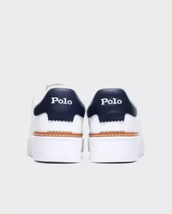 Biało-granatowe skórzane sneakersy Masters Court