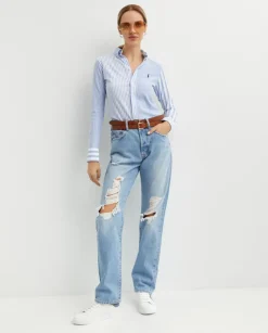 Biało-niebieska koszula w paski Slim Fit