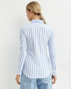 Biało-niebieska koszula w paski Slim Fit