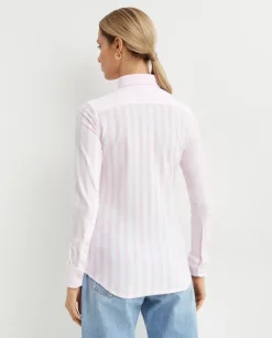 Biało-różowa koszula w paski Slim Fit