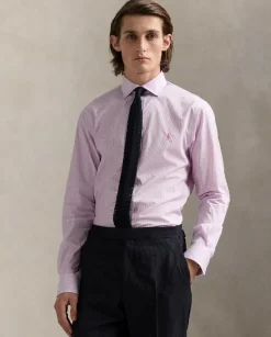 Biało-różowa koszula w paski Slim Fit