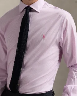 Biało-różowa koszula w paski Slim Fit