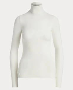Biały bawełniany golf Slim fit