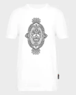 Biały bawełniany t-shirt z haftem
