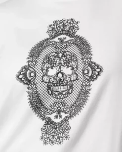 Biały bawełniany t-shirt z haftem