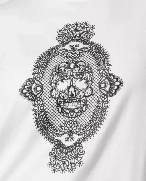 Biały bawełniany t-shirt z haftem