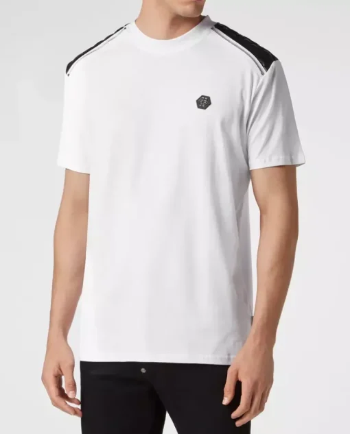 Biały bawełniany t-shirt z logo Gothic