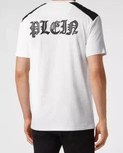 Biały bawełniany t-shirt z logo Gothic