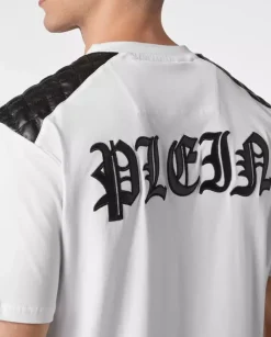 Biały bawełniany t-shirt z logo Gothic