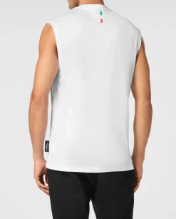 Biały tank top z nadrukiem